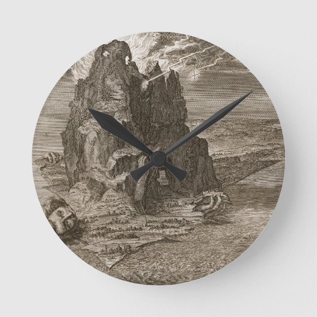 Enceladus Buried Underneath Mount Etna, 1731 (engr Round Clock (Front)