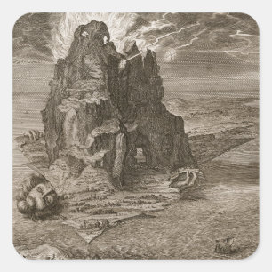 Enceladus Buried Underneath Mount Etna, 1731 (engr Square Sticker