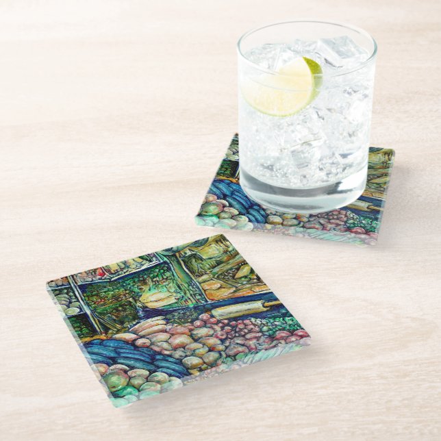 Enceladus Glass Coaster (Angled)