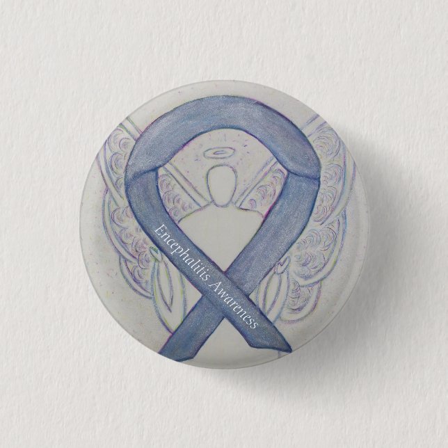 Encephalitis Silver Awareness Ribbon Angel Pins (Front)