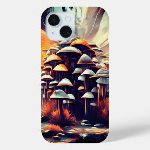 Enchanted Abstract Mushrooms - Fantasy Art iPhone 15 Case