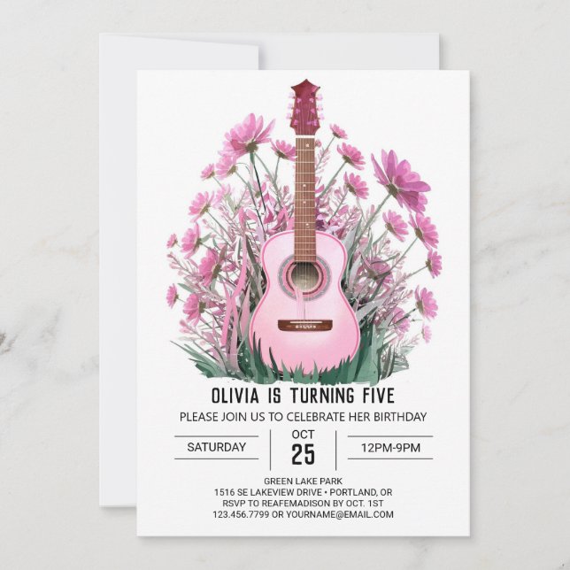  Enchanted Acoustic Ballad Guitar Birthday Invitation (Front)