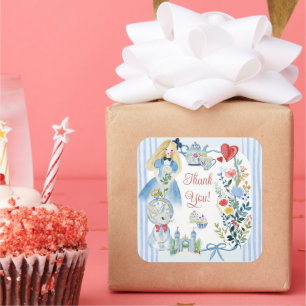 Enchanted Alice in Wonderland Garden Thank You Square Sticker