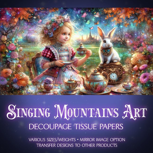 Enchanted Alice's Bunny Tea Party Decoupage Tissue Paper (Creator Uploaded)