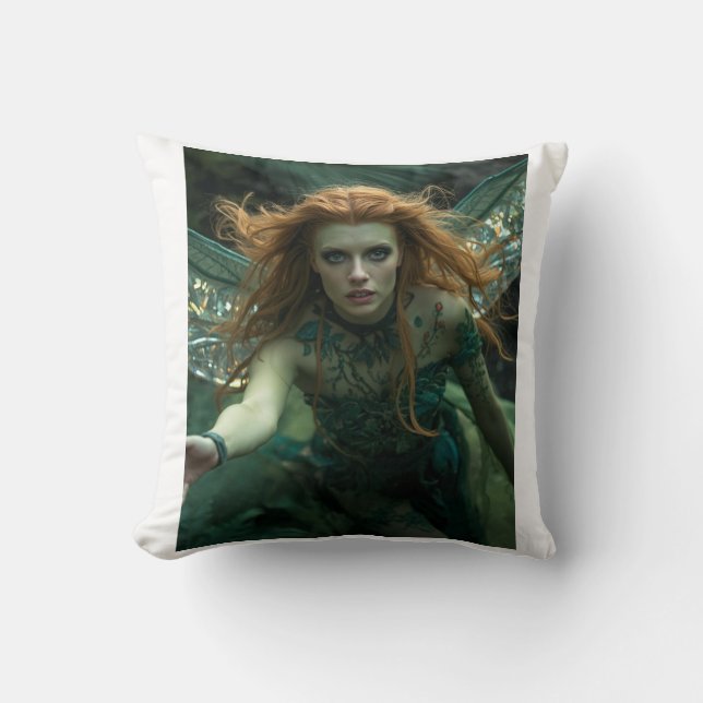 Enchanted Alien Nature Goddess – Crystal Wings  Cushion (Front)