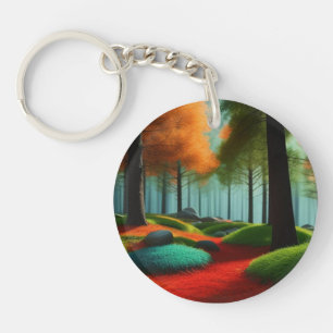 Enchanted Arboreal Palette: A Captivating Forest  Key Ring