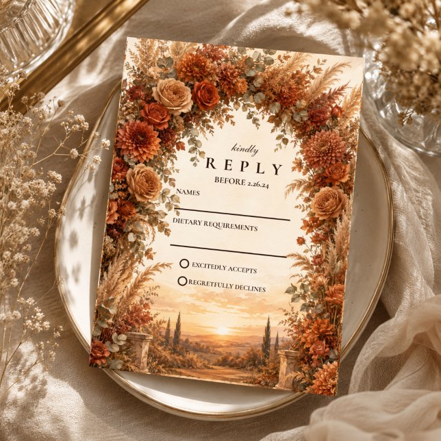 Enchanted Autumn Arch Wedding RSVP Card (Creator Uploaded)