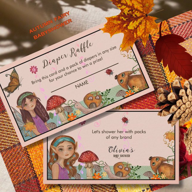Enchanted Autumn Fairy Baby Shower Diaper Raffle  Enclosure Card (Enchanted Autumn Fairy Baby Shower Diaper Raffle Enclosure Card)