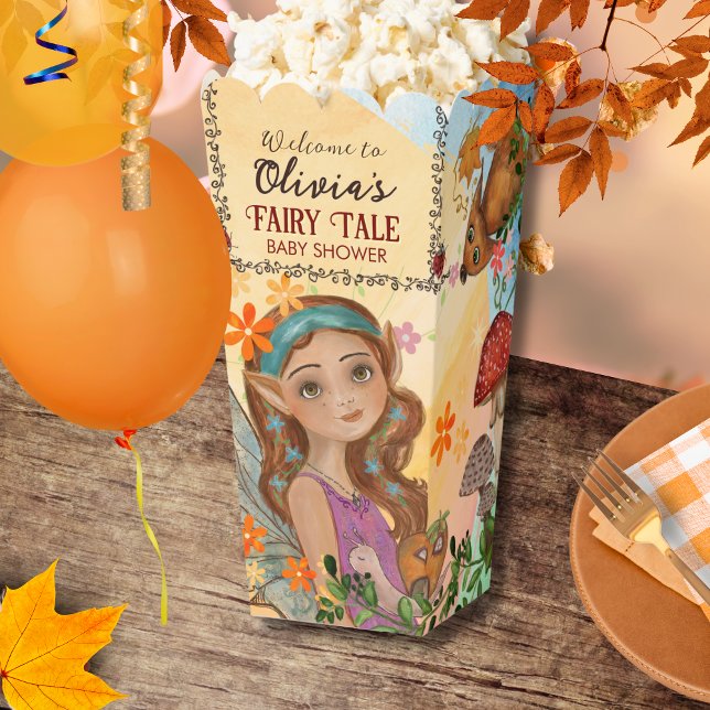 Enchanted Autumn Fairy Tale Baby Shower Popcorn  Favour Box (Enchanted Autumn Fairy Tale Baby Shower Popcorn Favor Boxes)
