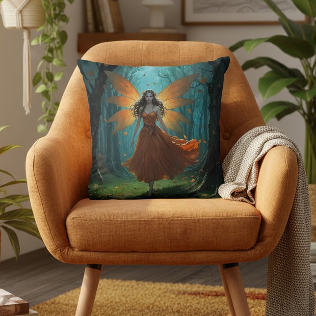 Enchanted Autumn Fairy Thanksgiving Fantasy Art Cushion (Creator Uploaded)