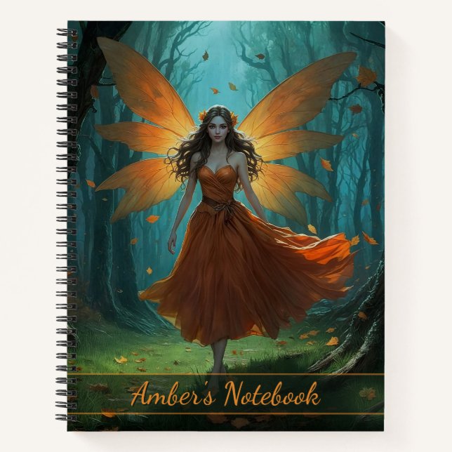 Enchanted Autumn Fairy Thanksgiving Fantasy Art Notebook (Front)