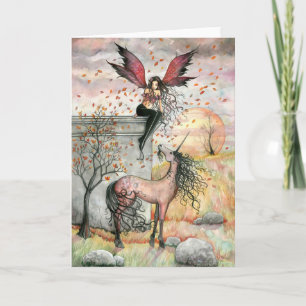 Enchanted Autumn Fairy Unicorn Card