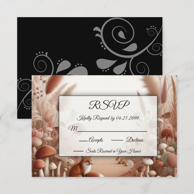Enchanted Autumn Forest Foxes RSVP Card (Front/Back)
