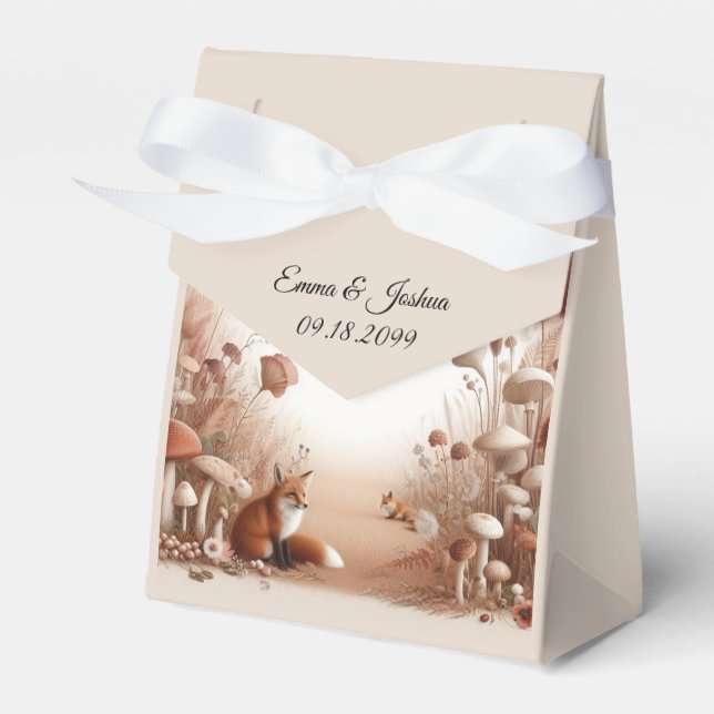 Enchanted Autumn Forest Foxes Wedding Favour Box (Front Side)
