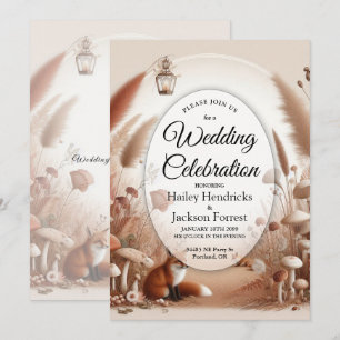 Enchanted Autumn Forest Foxes Wedding Invitation
