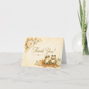 Enchanted Autumn Frog Couple Watercolor Thank You Card