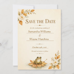 Enchanted Autumn Frog Watercolor Save the Date