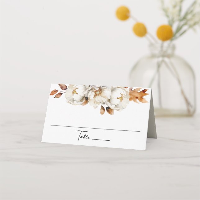 Enchanted Autumn Rustic Blooms Floral Place Card (Front)