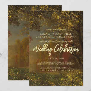 Enchanted Autumn Wedding Invitation   Fairy Lights