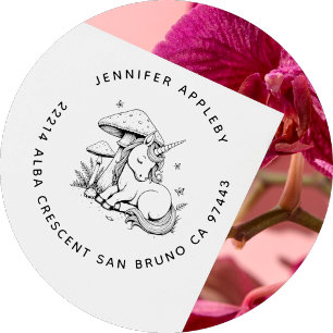 Enchanted Baby Unicorn Toadstool Butterfly Address Self-inking Stamp