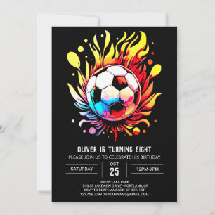 Enchanted Ball Watercolor Soccer Birthday Invitation