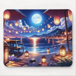 Enchanted Beach at Night Painting Mouse Pad