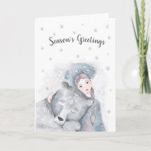 Enchanted Bear & Girl personalised Christmas