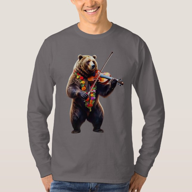 Enchanted Bear Violinist Long Sleeve T-Shirt (Front)