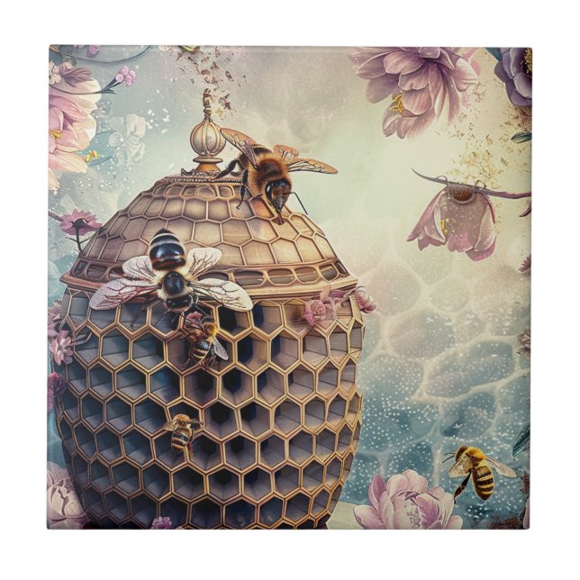 Enchanted Bee Garden Fantasy (10) Ceramic Tile (Front)