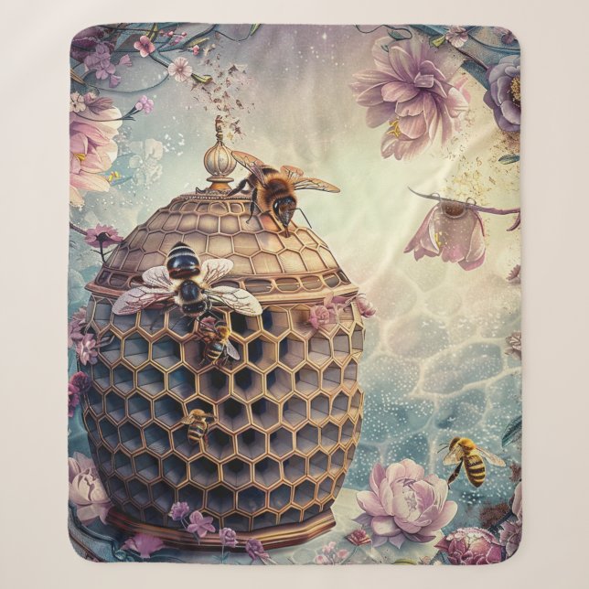 Enchanted Bee Garden Fantasy (10) Sherpa Blanket (Front)