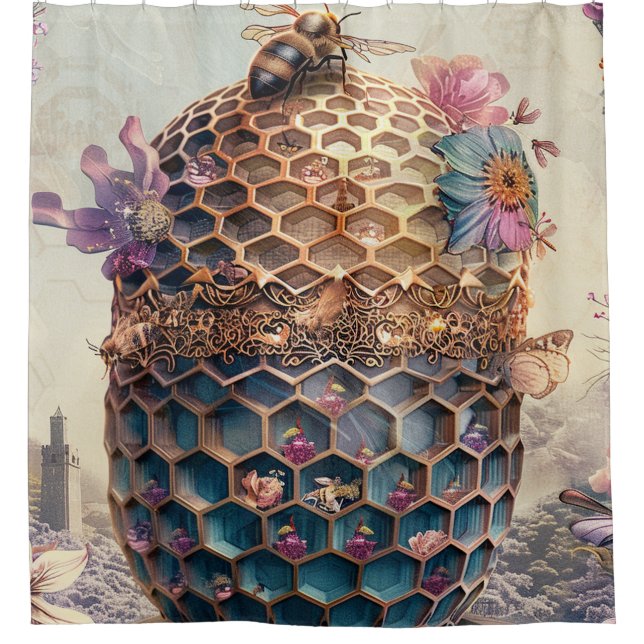 Enchanted Bee Garden Fantasy (12) Shower Curtain (Front)