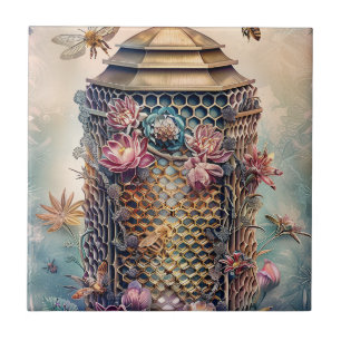 Enchanted Bee Garden Fantasy (1) Ceramic Tile