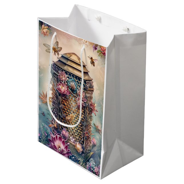 Enchanted Bee Garden Fantasy (1) Medium Gift Bag (Front Angled)