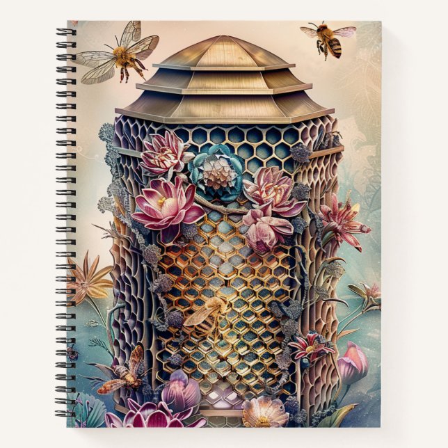 Enchanted Bee Garden Fantasy (1) Notebook (Front)