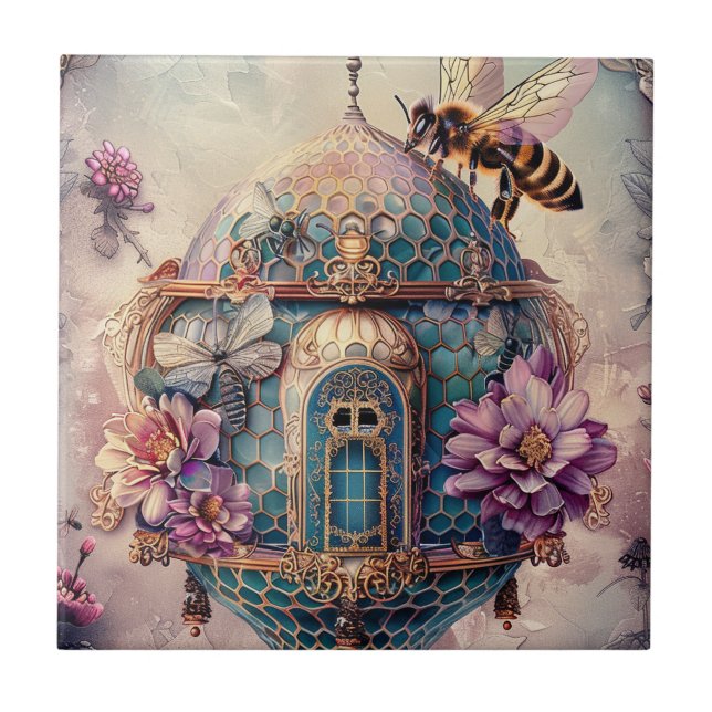 Enchanted Bee Garden Fantasy (2) Ceramic Tile (Front)