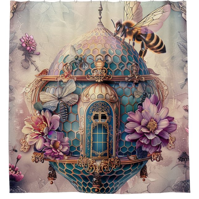 Enchanted Bee Garden Fantasy (2) Shower Curtain (Front)