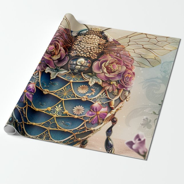 Enchanted Bee Garden Fantasy (4) Wrapping Paper (Unrolled)