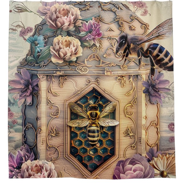 Enchanted Bee Garden Fantasy (5) Shower Curtain (Front)