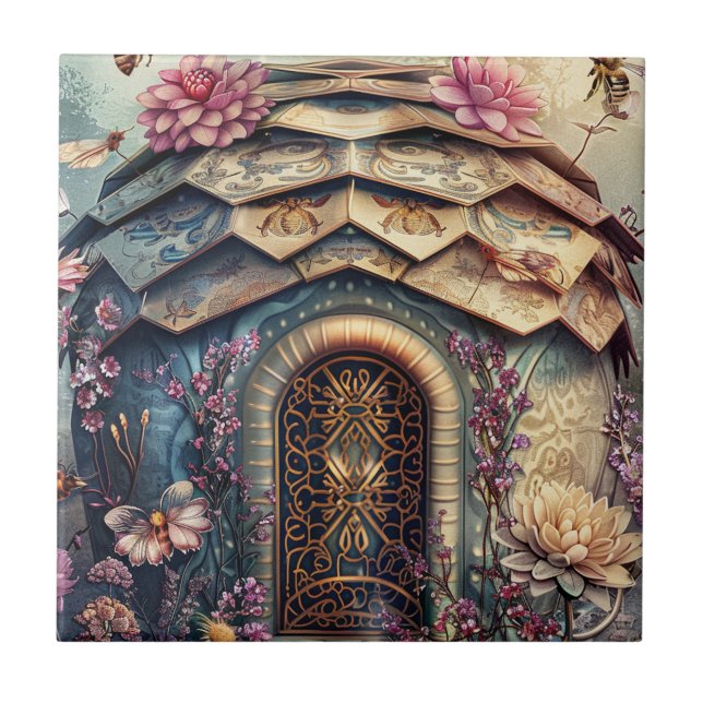 Enchanted Bee Garden Fantasy (8) Ceramic Tile (Front)