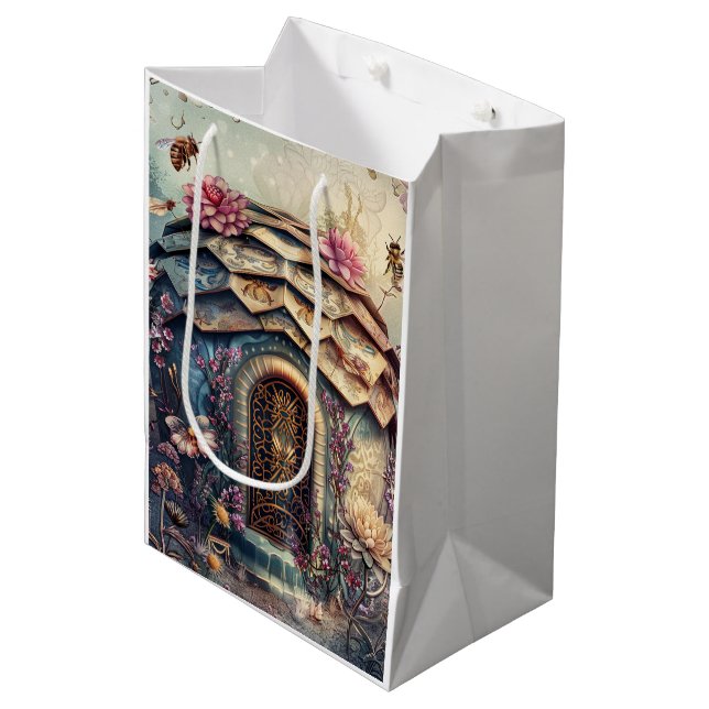 Enchanted Bee Garden Fantasy (8) Medium Gift Bag (Front Angled)