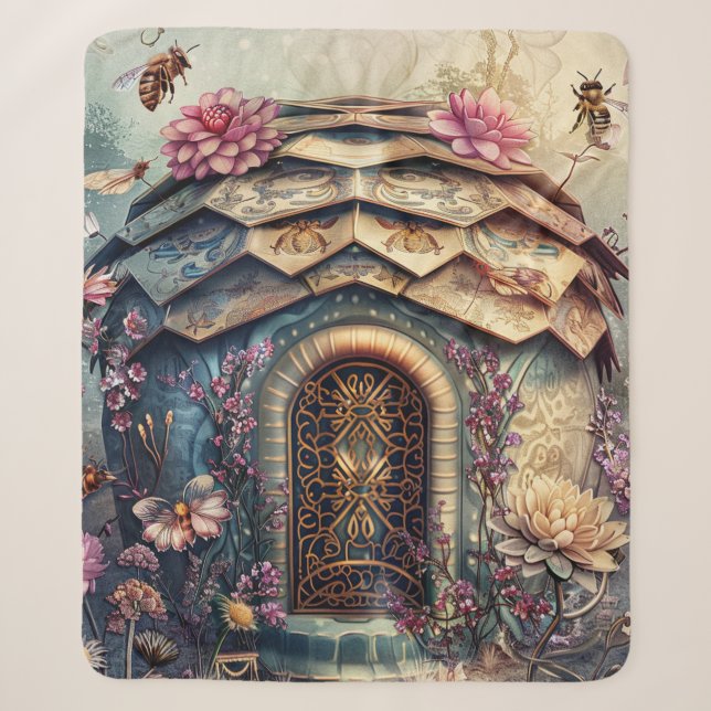 Enchanted Bee Garden Fantasy (8) Sherpa Blanket (Front)