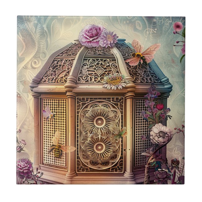 Enchanted Bee Garden Fantasy (9) Ceramic Tile (Front)