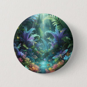 Enchanted Bioluminescent Forest Magical Jungle 6 Cm Round Badge