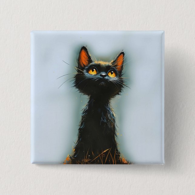 Enchanted Black Cat 15 Cm Square Badge (Front)