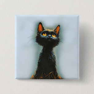 Enchanted Black Cat 15 Cm Square Badge