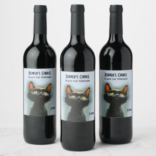 Enchanted Black Cat 3 Text Areas Wine Label