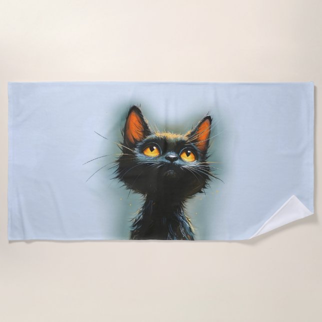 Enchanted Black Cat Beach Towel (Front)