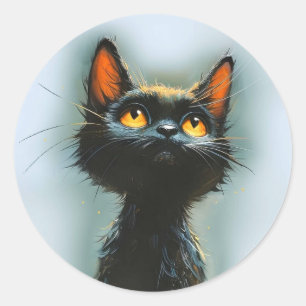 Enchanted Black Cat Classic Round Sticker