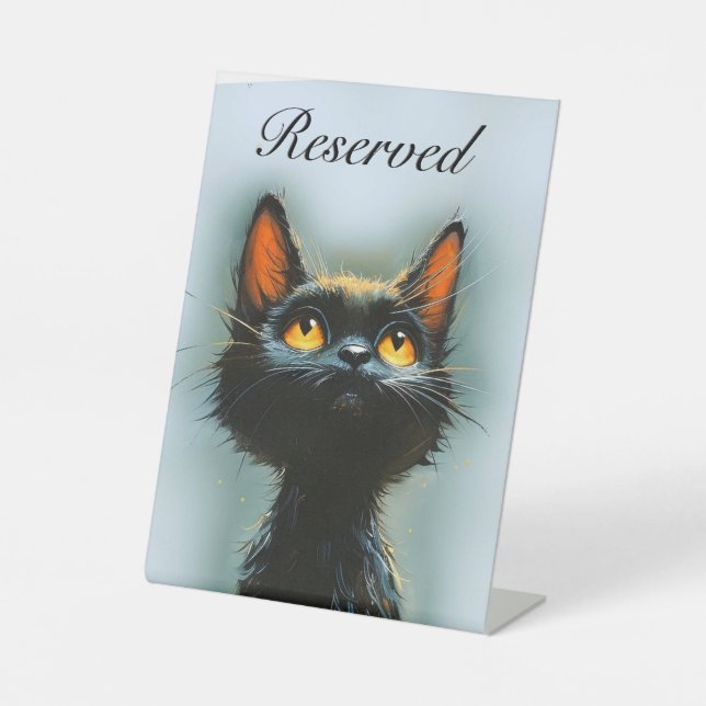 Enchanted Black Cat Custom Text Pedestal Sign (Front)
