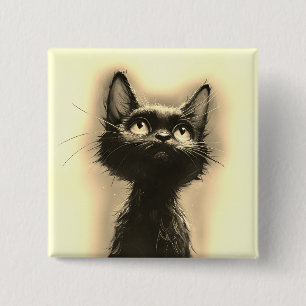 Enchanted Black Cat Golden 15 Cm Square Badge